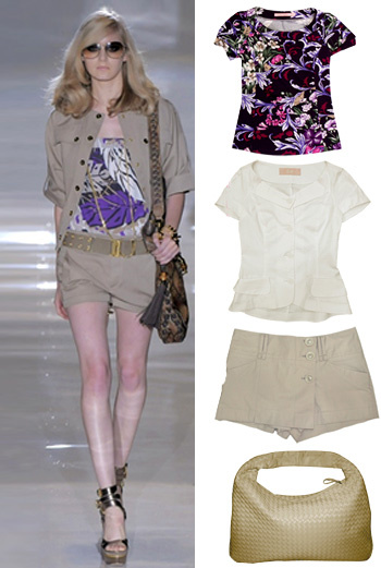 Модель с показа Gucci и вещи из коллекции Lo (жакет – 3 790 руб, кофта – 1 990 руб, шорты – 2 690 руб, сумка – 2 990 руб) Модель с показа Gucci и вещи из коллекции Lo (жакет – 3 790 руб, кофта – 1 990 руб, шорты – 2 690 руб, сумка – 2 990 руб)