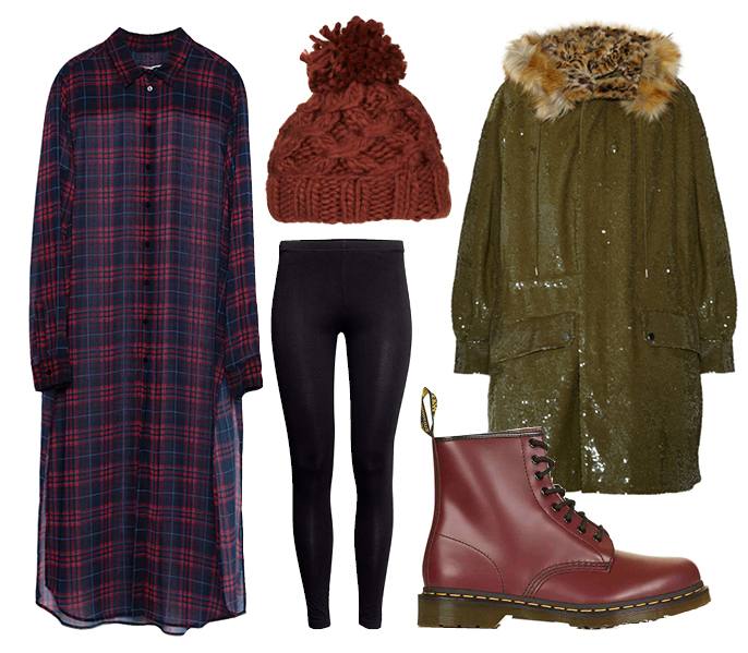Выбор ELLE: парка Ashish, ботинки Dr. Martens, шапка TopShop, леггинсы H&M Выбор ELLE: парка Ashish, ботинки Dr. Martens, шапка TopShop, леггинсы H&M