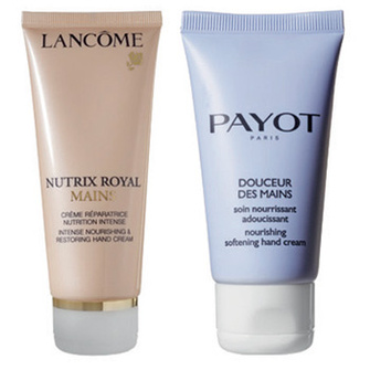 Lancôme Крем для интенсивного питания и восстановления кожи рук Nutrix Royal Mains; Payot Крем для питания и смягчения кожи рук Douceur des Mains.