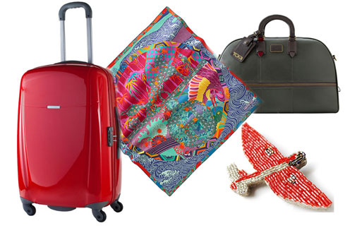 Чемодан Samsonite, шелковый платок Hermes, дорожная сумка Tumi, брошь-самолет из бисера Olga Soldatova Чемодан Samsonite, шелковый платок Hermes, дорожная сумка Tumi, брошь-самолет из бисера Olga Soldatova