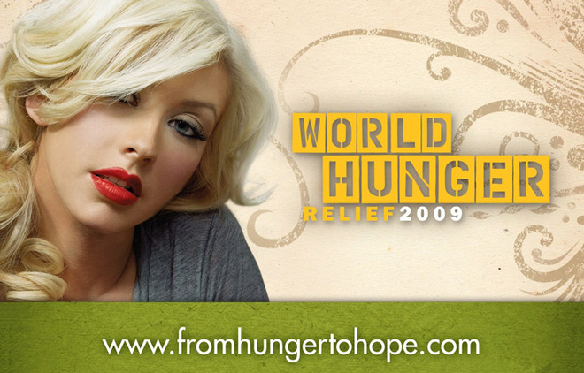 Кристина Агилера на плакате World Hunger Relief. Кристина Агилера на плакате World Hunger Relief.
