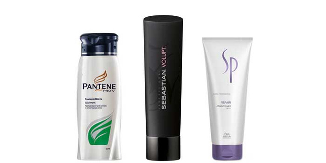 1. Шампунь «Гладкий шелк», Pantene Pro-V разглаживает жесткие непослушные волосы. 2. Шампунь Volupt Shampoo, Sebastian Professional позволяет придать волосам объем, оставляя их мягкими и естественно подвижными. 3. Для ухода за поврежденными волосами – восстанавливающий кондиционер Repair Conditioner, System Professional за 30 секунд эффективно регенерирует поврежденные волосы. 1. Шампунь «Гладкий шелк», Pantene Pro-V разглаживает жесткие непослушные волосы. 2. Шампунь Volupt Shampoo, Sebastian Professional позволяет придать волосам объем, оставляя их мягкими и естественно подвижными. 3. Для ухода за поврежденными волосами – восстанавливающий кондиционер Repair Conditioner, System Professional за 30 секунд эффективно регенерирует поврежденные волосы.