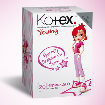 Ежедневные прокладки Kotex® Young разработаны специально для девочек-подростков. Ежедневные прокладки Kotex® Young разработаны специально для девочек-подростков.