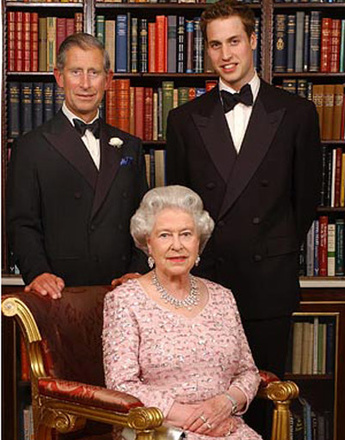 Принц Уильям (Prince William), принц Чарльз (Prince Charles) и Елизавета II (Elizabeth II)