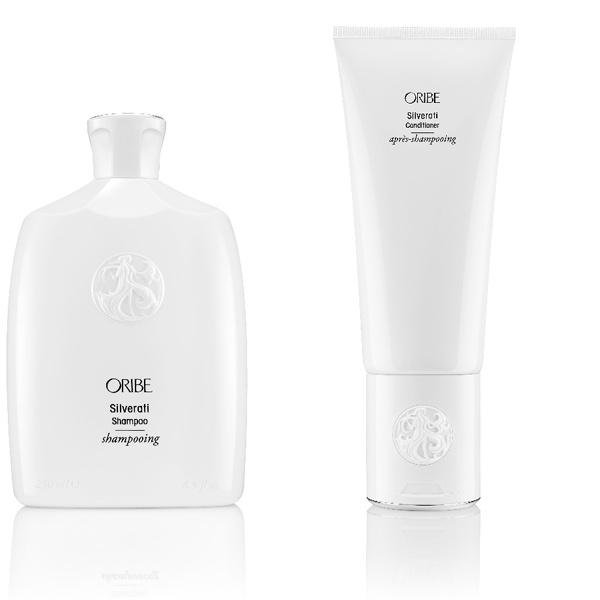 Oribe, шампун и кондиционер Silverati, около 3500 рублей за каждый продукт Oribe, шампун и кондиционер Silverati, около 3500 рублей за каждый продукт