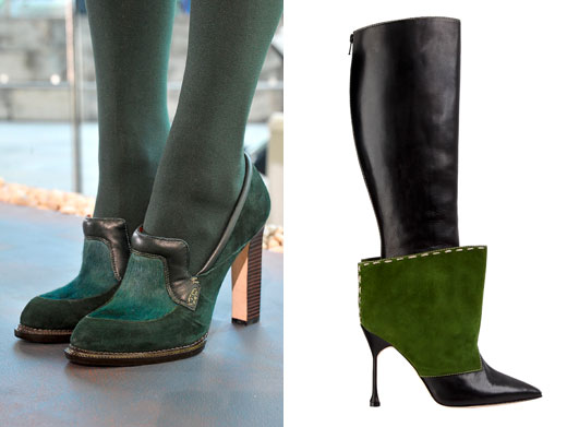 Разговор с Маноло Бланик Слева Manolo Blahnik for Rachel Roy; справа сапоги, Manolo Blahnik