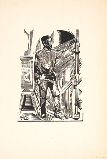 Рабочий, Лапшин Н.И. Ксилография, 1928 год Рабочий, Лапшин Н.И. Ксилография, 1928 год