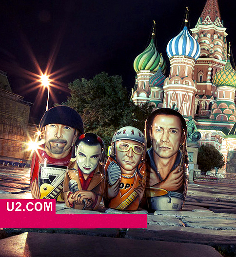 Незадолго до концерта в Москве на сайте U2 появилась тематическая картинка - группа подготовилась к приезду в Россию. Незадолго до концерта в Москве на сайте U2 появилась тематическая картинка - группа подготовилась к приезду в Россию.