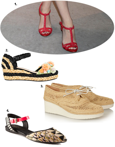 1. Кайли Миноуг; 2. босоножки Asos; 3. ботинки Robert Clergerie; 4. туфли Aldo