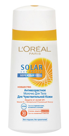 Солнцезащитное молочко для чувствительной кожи, Solar Expertise Sensitive SPF 30, L'Oreal Paris. Легкое молочко мгновенно защищает кожу от солнечных лучей и преждевременного старения. Солнцезащитное молочко для чувствительной кожи, Solar Expertise Sensitive SPF 30, L'Oreal Paris. Легкое молочко мгновенно защищает кожу от солнечных лучей и преждевременного старения.