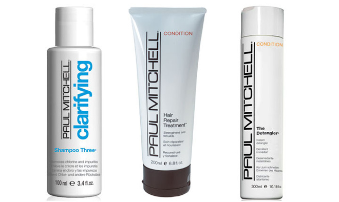 (Слева направо): 1. Шампунь для глубокого очищения и увлажнения, Shampoo Three, Paul Mitchell. Профессиональное средство, имеет высокощелочной Ph, легко проникает вглубь волоса и удаляет все загрязнения. 2. Маска Hair Repair Treatment, Paul Mitchell. Укрепляет, повышает эластичность, придает блеск. 3. Восстанавливающий кондиционер, The Detangler, Paul Mitchell. Закрывает чешуйки, придает сияние и предотвращает спутывание волос. Обладает антистатическим действием. (Слева направо): 1. Шампунь для глубокого очищения и увлажнения, Shampoo Three, Paul Mitchell. Профессиональное средство, имеет высокощелочной Ph, легко проникает вглубь волоса и удаляет все загрязнения. 2. Маска Hair Repair Treatment, Paul Mitchell. Укрепляет, повышает эластичность, придает блеск. 3. Восстанавливающий кондиционер, The Detangler, Paul Mitchell. Закрывает чешуйки, придает сияние и предотвращает спутывание волос. Обладает антистатическим действием.