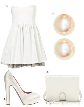 1. Платье Topshop; 2. серьги H&M; 3. сумка Asos; 4. туфли Valentino