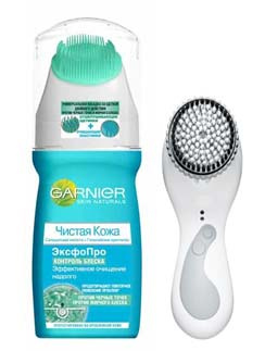 Гель со щеткой "Чистая кожа" от Garnier, электрическая щетка для лица от Clarisonic Garnier, Clarisonic