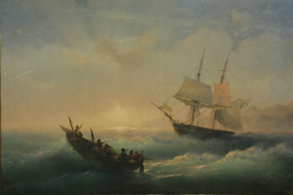 Иван Айвазовский, «Восход солнца на Черном море» (1850–1860) Иван Айвазовский, «Восход солнца на Черном море» (1850-1860 гг.)