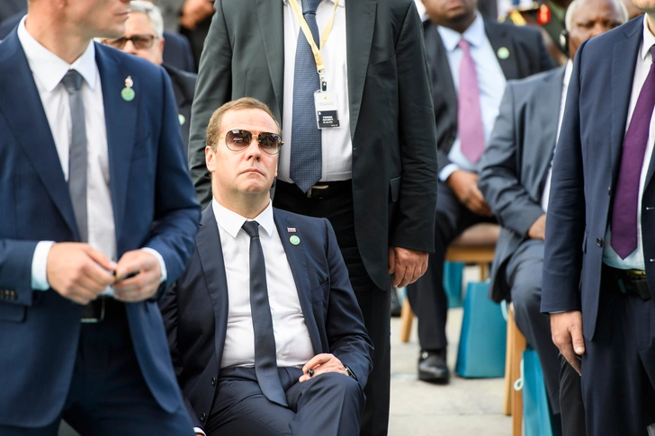 Премьер-министр России Дмитрий Медведев во время инаугурации Реджепа Тайипа Эрдогана на посту президента Турции в Анкаре, Турция, 9 июля 2018 г.
