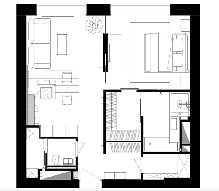 Планировка квартиры 70 м², проект Ирины Чернейкиной, студия WowDom.