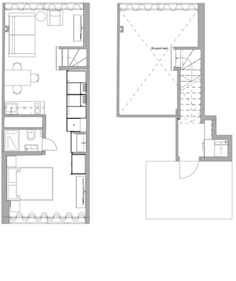 Квартира-ячейка 35 м² с мотивами авангарда в доме Наркомфина