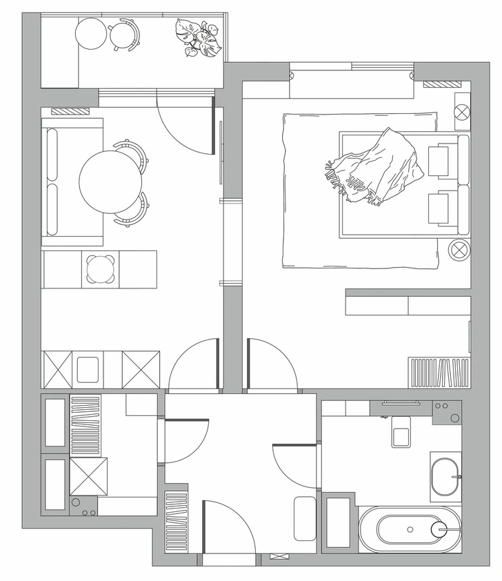 Квартира 50 м² с летним настроением круглый год