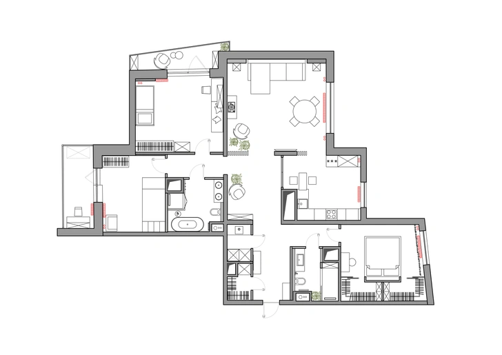 Московская квартира 130 м² в пастельных тонах