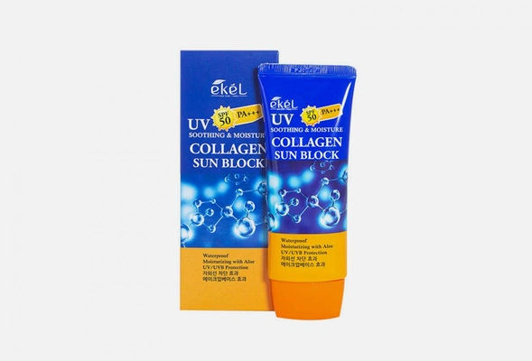 Солнцезащитный крем Ekel UV SOOTHING & MOISTURE COLLAGEN SUN BLOCK SPF 50 PA+++ 