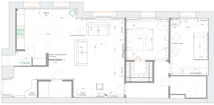 Московская квартира 90 м² в серо-голубых тонах