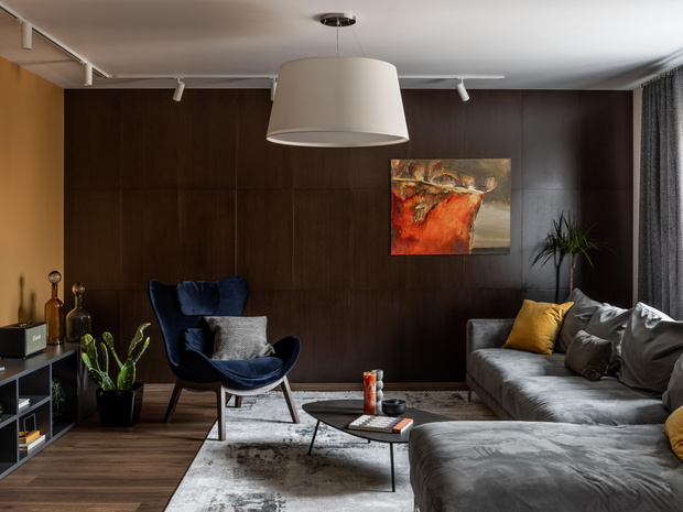 Фото №1 - Серый + горчица: уютная квартира 108 м² в Самаре