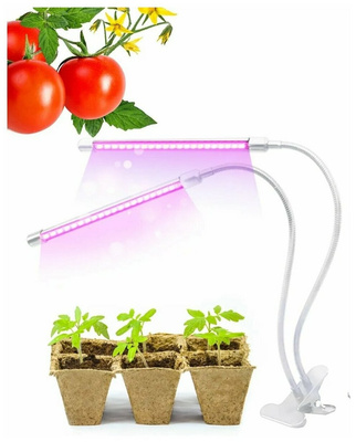 Светильник белый для растений светодиодный с таймером, на прищепке / Лампа для растений / Фитолампа