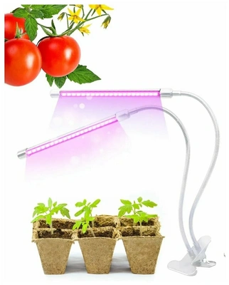 Светильник белый для растений светодиодный с таймером, на прищепке / Лампа для растений / Фитолампа