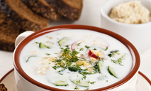 Белая окрошка с рыбой