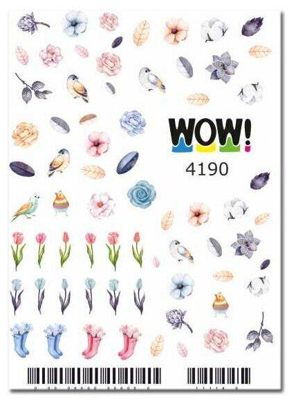 I AM WOW Слайдер для ногтей. Стиль весна / Стикер для ногтей /Слайдер на водной основе / цветы, тюльпаны, весенние цветы, сапоги