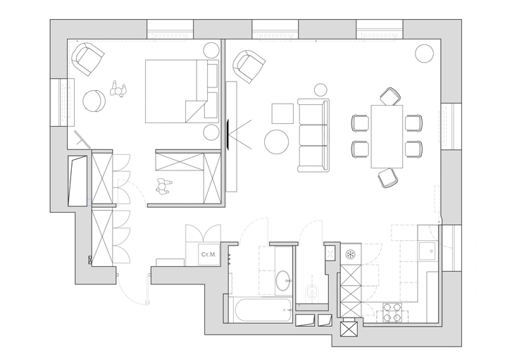 Светлая минималистская квартира 74 м² в Москве