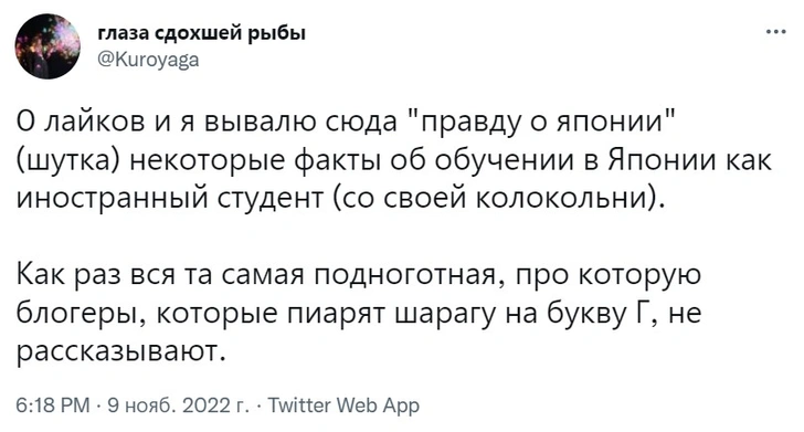 Русская студентка раскрыла в «Твиттере» всю неприглядную правду об учебе и жизни в Японии