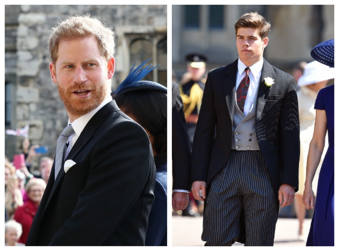 Герцог Сассекский на свадьбе принцессы Евгении и Джека Бруксбэнка в Виндзоре, 12 октября 2018; Артур Чатто на свадьбе принца Гарри и Меган Маркл в Виндзоре, 19 мая 2018 | marieclaire.ru