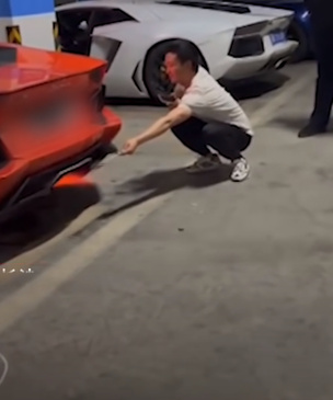 Китайцы попробовали пожарить мясо на выхлопе Lamborghini (огнеопасное видео)