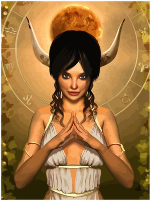 Картина по номерам на холсте знак зодиака телец девушка — 1522 30X40