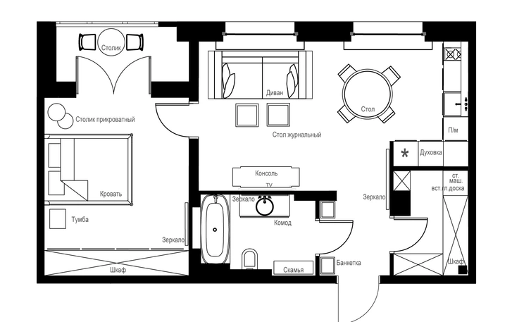 План квартиры 55.8 м², Алла Красавина.