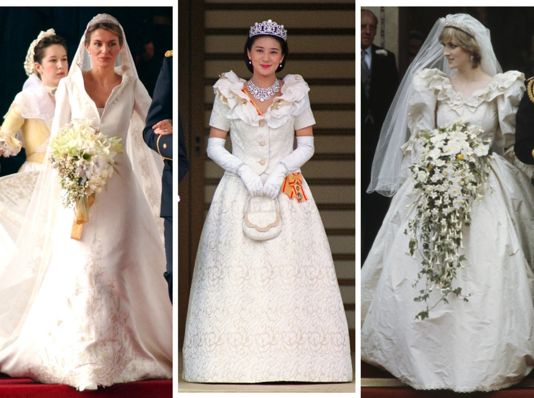 Королева Летиция, императрица Масако и принцесса Диана в своих свадебных платьях | marieclaire.ru