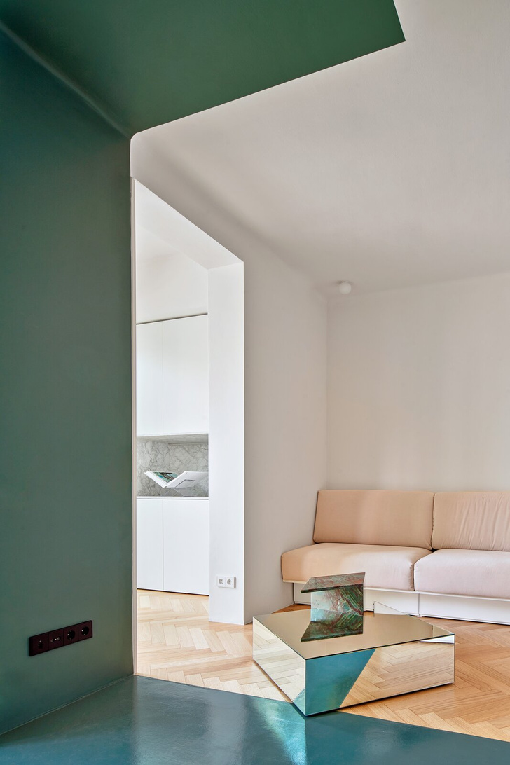 Квартира с зеленой перегородкой в Барселоне