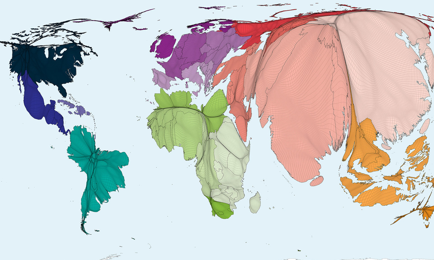 Как выглядела бы карта мира, если бы площадь стран соответствовала числужителей