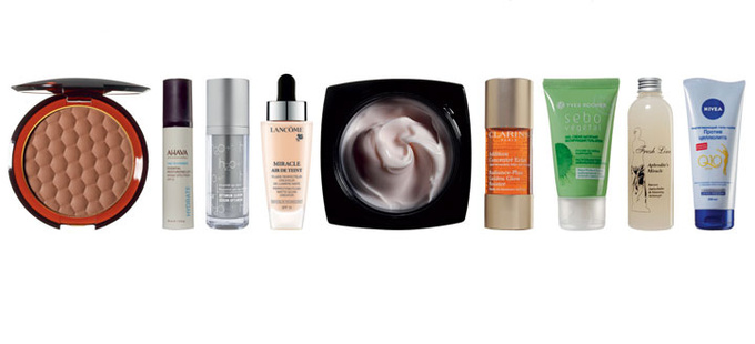 The Body Shop Пудра с эффектом загара Honey Bronze; Ahava Увлажняющая эмульсия Time to Hydrate; H2O+ Сыворотка Total Source Optimum; Lancôme Тональный флюид Miracle Air de Teint; Chanel Легкий крем Le Lift; Clarins Концентрат-автозагар для добавления в кр The Body Shop Пудра с эффектом загара Honey Bronze; Ahava Увлажняющая эмульсия Time to Hydrate; H2O+ Сыворотка Total Source Optimum; Lancôme Тональный флюид Miracle Air de Teint; Chanel Легкий крем Le Lift; Clarins Концентрат-автозагар для добавления в кр
