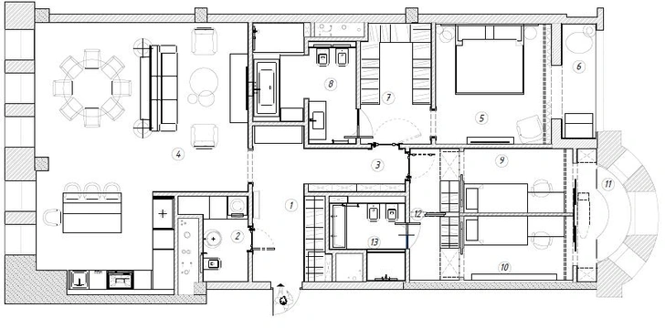 Квартира 131 м² c европейским дизайном и восточными акцентами