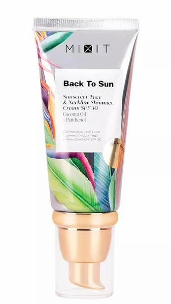 Солнцезащитный крем с шиммером для лица и зоны декольте BACK TO SUN SPF 30 от MIXIT