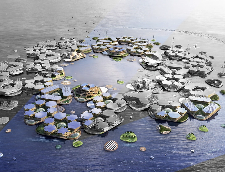 «Плавучий остров», The Seasteading Institute | Источник: OCEANIX / BJARKE INGELS GROUP