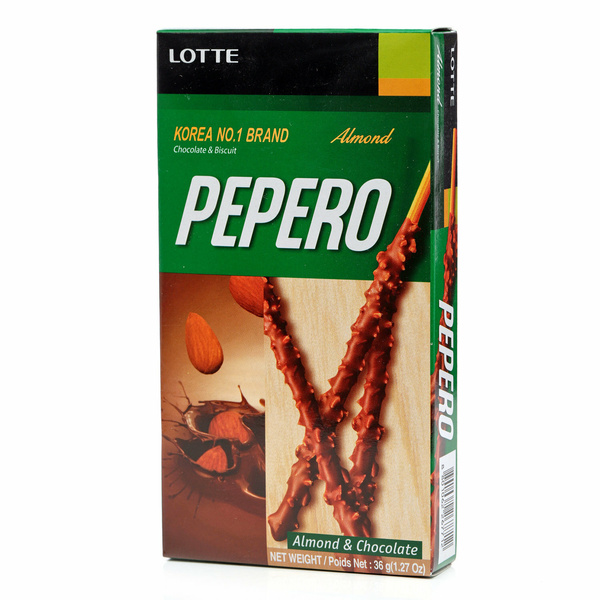 Палочки Pepero в шоколадной глазури с миндалем 