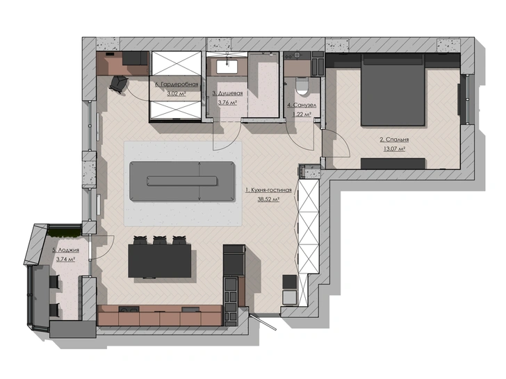 Минималистичная квартира в Минске 63 м²