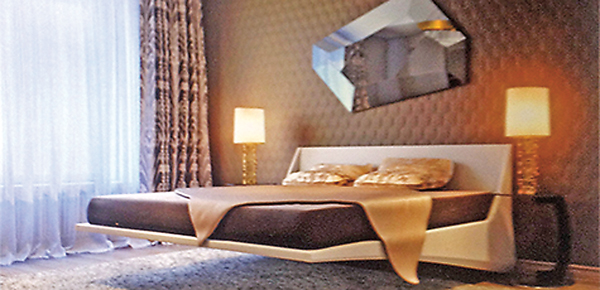 Изюминкой спальни станет «летающая» кровать Dylan Bed, примерная стоимость 150 тысяч рублей