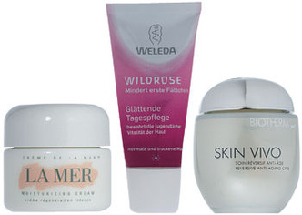 Creme de la Mer, LA MER; Wildrose, WELEDA; Skin Vivo, BIOTHERM.