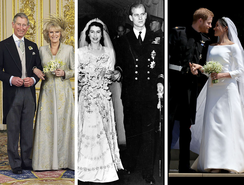 Принц Чарльз и Камилла Паркер-Боулз; Елизавета II и принц Филипп; принц Гарри и Меган Маркл | marieclaire.ru