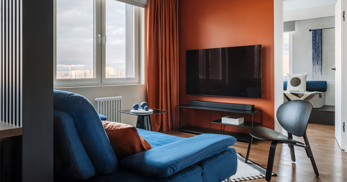 Терракотовый + синий: квартира 58,5 м² в Москве