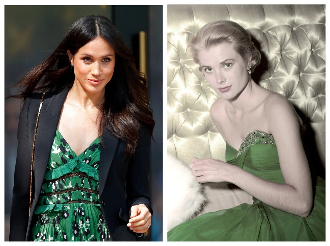 Меган Маркл на лондонском приеме в честь Invictus Games, 21 апреля 2018; Грейс Келли в день Святого Патрика, 1954 | marieclaire.ru